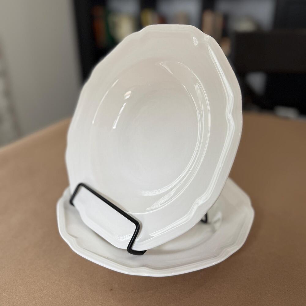 Mikasa Ultima+ Antique White Bowls Set of 2 | Scalloped Fine China (8.5”)